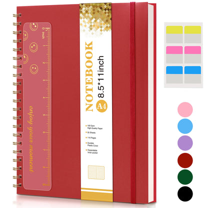 Spiral Notebook Journal 8.5” x 11”, A4 Large Notebooks for Women Men, College Ruled Lined Journal, 100 GSM Paper, Hardcover Spiral Bound Journals for Work School Writing Note Taking Business, Purple