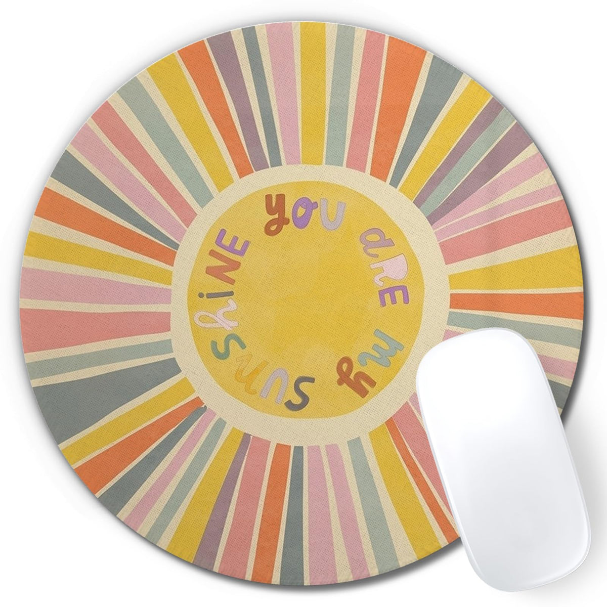 Boho Colorful Sunshine Rainbow Mouse Pad, Cute Sunshine Mouse Pads Mousepad for Desk Home Office Dorm Computers Laptop, Boho Office Supplies Desk Accessories, 7.9x7.9 Inch