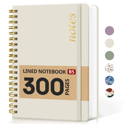 Taja Spiral Notebook for Work Thick Hardcover Lined Journal for Note Taking