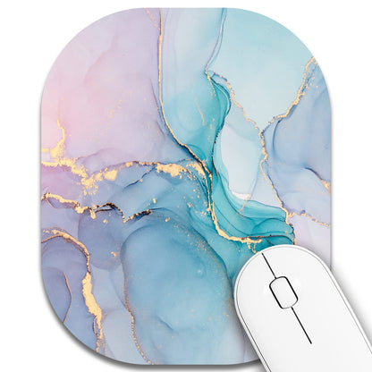 Small Mouse Pad，Mini Mouse Pad 6 x 7 Inch，for Laptop Keyboard Tray Wireless Mouse Home Office Travel，with Non-Slip Rubber Base, Waterproof Mouse Mat，Cyan Blue Marble