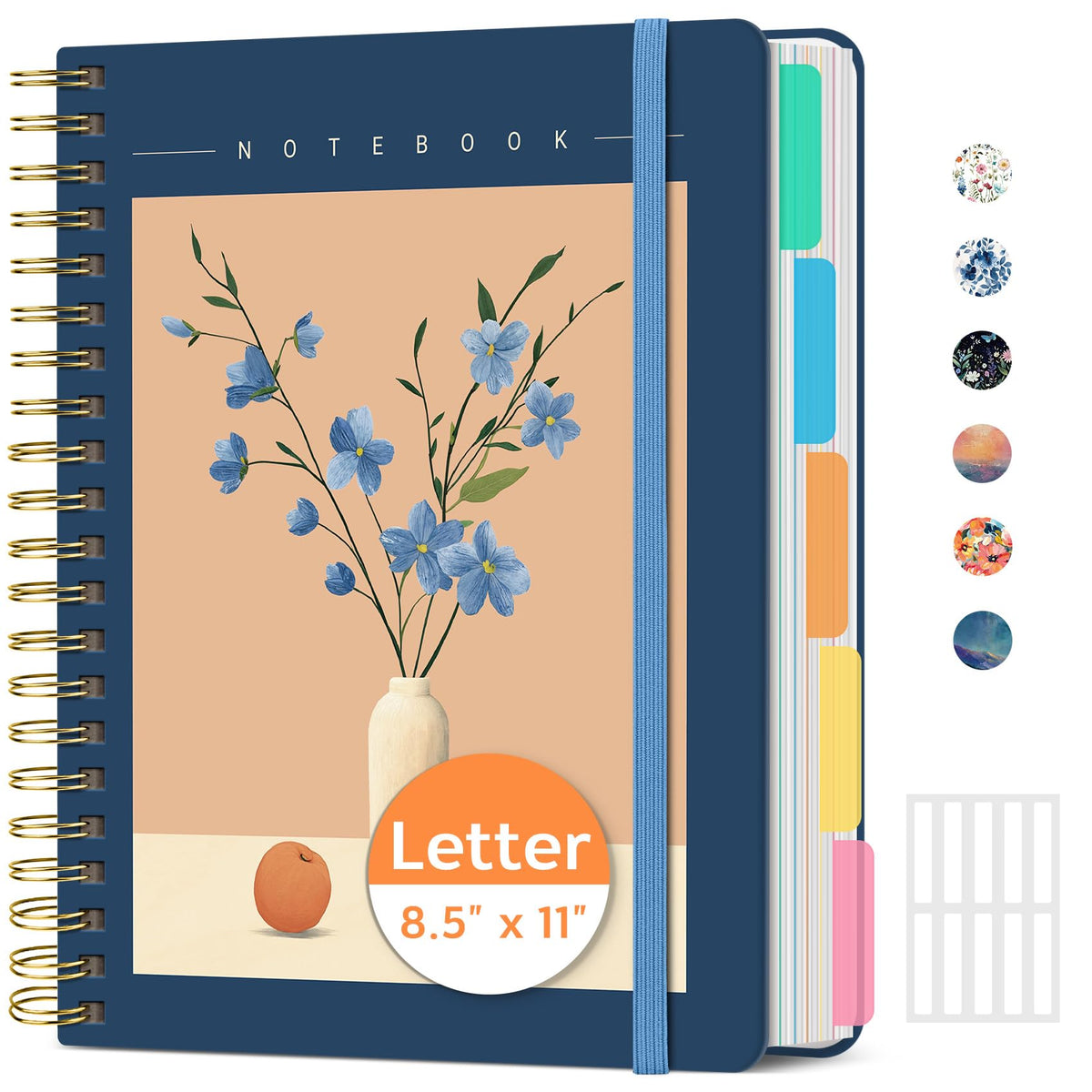 Taja Large Spiral Notebooks for Work 5 Subject with Removable Dividers