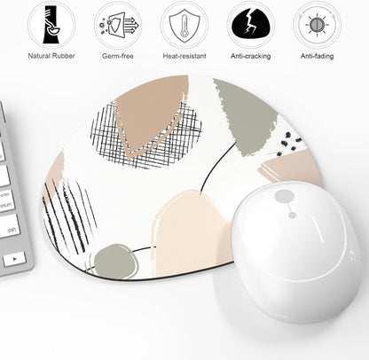 Mouse Pad, Premium-Textured Oval Computer Pad, 8.7" x 7.1" Thick 3 mm Anti-Slip Waterproof Rubber Cute Mouse Mat for Office, Home, Gaming, Laptop, PC, Artistic Dots