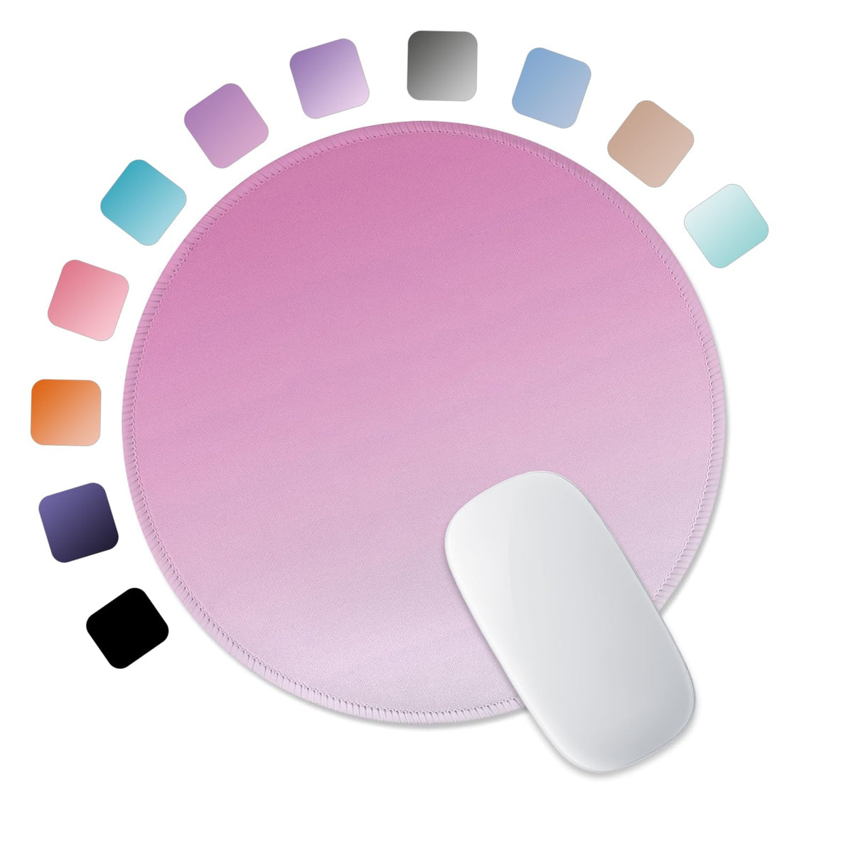 ITNRSIIET Mouse Pad Non-Slip Rubber Base Smooth Surface Stitched Edges Waterproof Durable Compatible with All Mice for Office & Gaming, Desk Accessory, Diameter 8.7 inch, Lavender