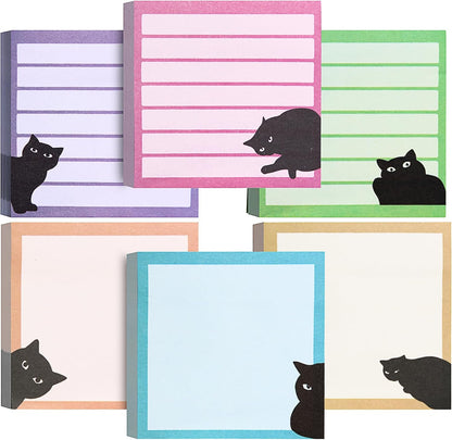 Black Cat Sticky Notes 3x3 in, Cute School Office Supplies, 80 Sheets/Pad