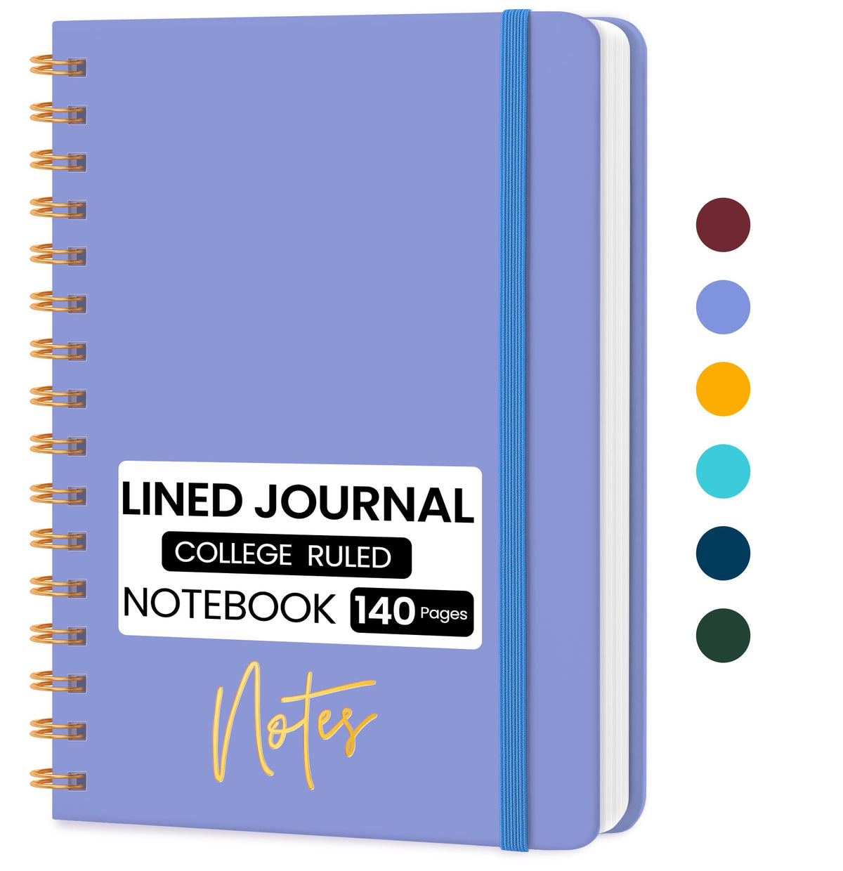 Lined Spiral Journal Notebook, A5 College Ruled Notebook for Note-Taking