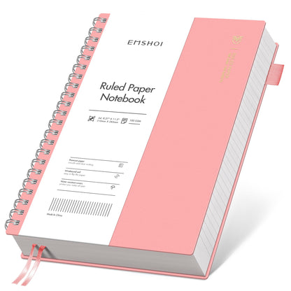 EMSHOI Lined Spiral Journal Notebook, 300 Pages, B5 Size (7.4'' x 10.1'')