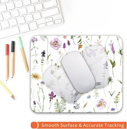 Square Mouse Pad Beautiful Flowers Plants, Personalized Premium-Textured Custom Mouse Mat Design, Washable Mousepad Cloth, Non-Slip Rubber Base Computer Mouse Pads for Wireless Mouse