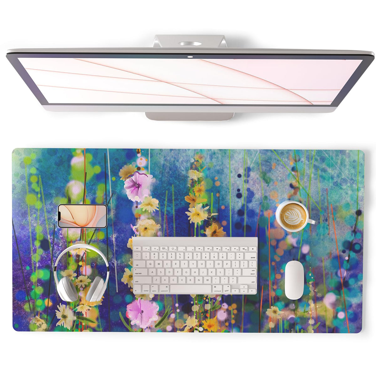 QiyI PU Leather Large Mouse Pad, Office Decor, 31.5" x 15.7", Rose Gold