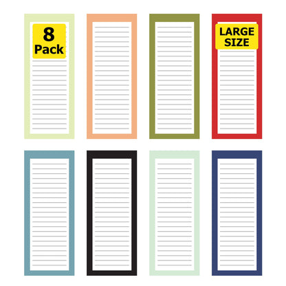 Magnetic Notepads for Refrigerator, 8 Pack Grocery List Pads, Fruit Design