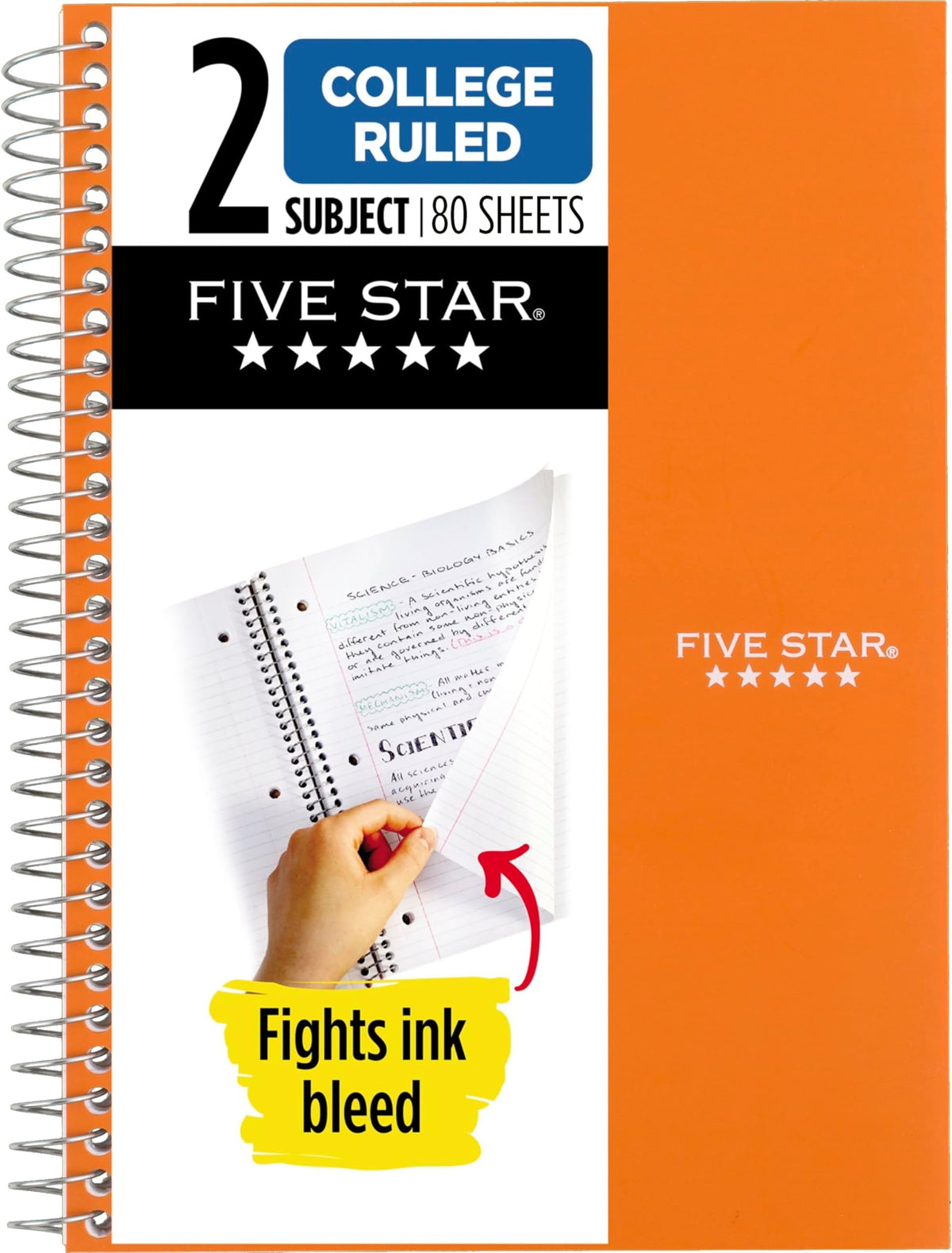 Five Star Spiral Notebook, 2 Subject, College Ruled Paper, 6" x 9.5", 80 Sheets, Blue (840029CG1)