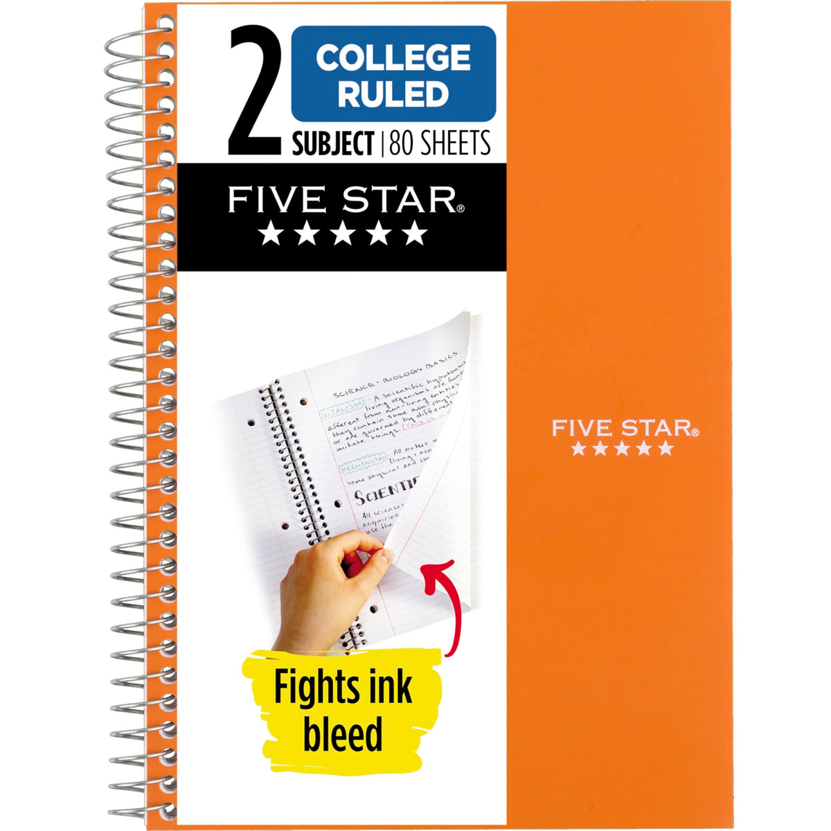 Five Star Spiral Notebook, 2 Subject, College Ruled Paper, 6" x 9.5", 80 Sheets, Blue (840029CG1)