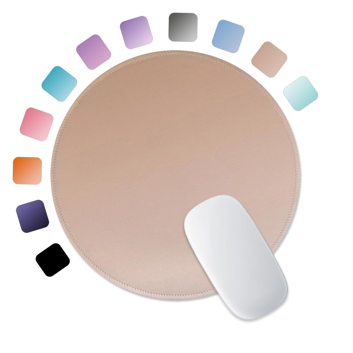 ITNRSIIET Mouse Pad Non-Slip Rubber Base Smooth Surface Stitched Edges Waterproof Durable Compatible with All Mice for Office & Gaming, Desk Accessory, Diameter 8.7 inch, Lavender