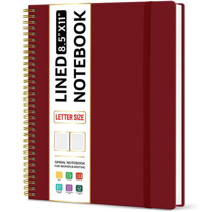 Taja Large Spiral Lined Notebook for Work, Journal for Women & Men