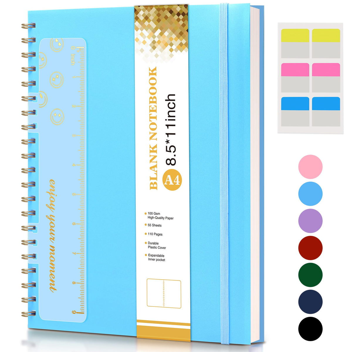 Spiral Notebook Journal 8.5” x 11”, A4 Large Notebooks for Women Men, College Ruled Lined Journal, 100 GSM Paper, Hardcover Spiral Bound Journals for Work School Writing Note Taking Business, Purple