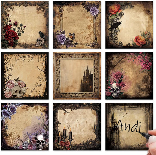 Gothic Sticky Notes 3x3 Dark Style Stationery 9-Pack