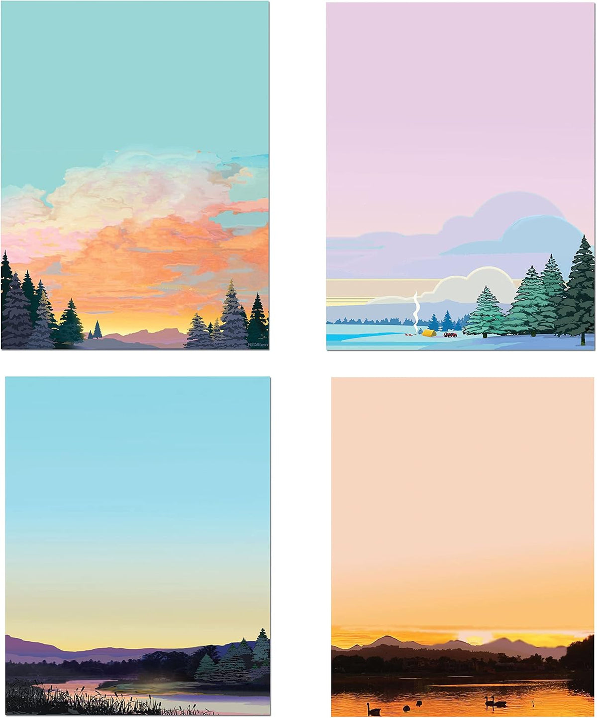 Stonehouse Collection Mountian Notepads - 4 Assorted Nature Scenes Notepads - Mountain Sunests - Shopping List, Teachers, Home, Office, Small Gift -