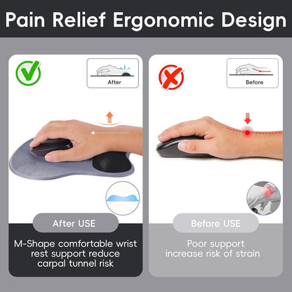 Ergonomic Mouse Pad,Non Slip Mousepad Wrist Rest Support for Office, Computer, Laptop & Mac(A-Black Grey)