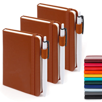 feela 3 Pack Pocket Small Notebook Journals, Mini Cute Hardcover College Ruled Notepad Women Office Supplies, with 3 Black Pens, 3.5”x 5.5”, A6, Pastel Colors, Light Blue, Light Purple, Light Green