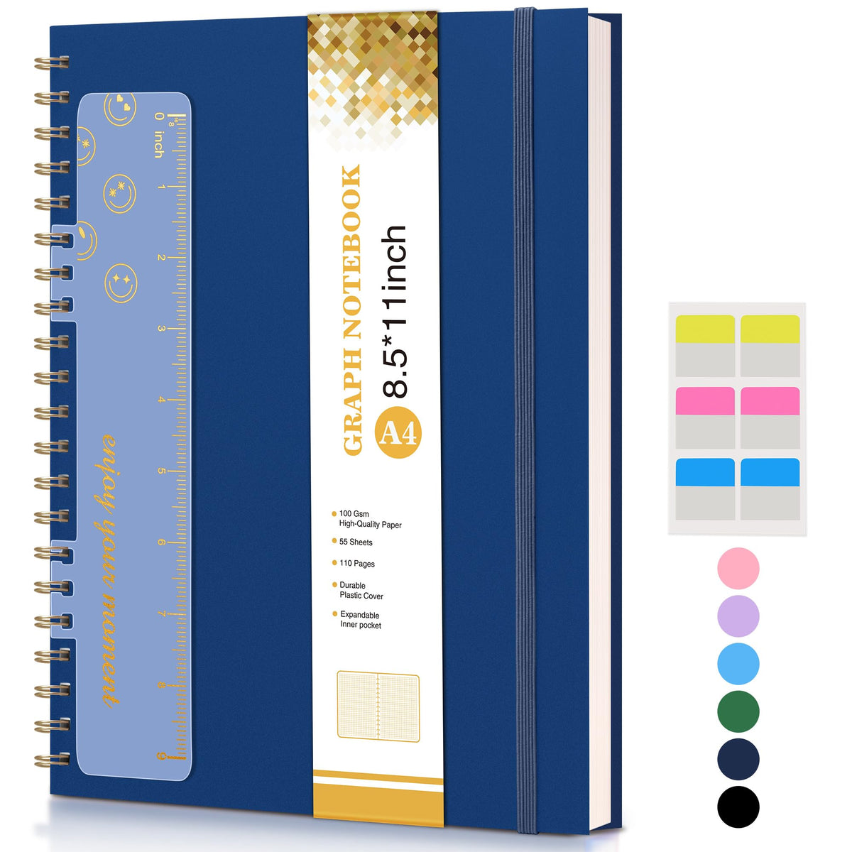 Spiral Notebook Journal 8.5” x 11”, A4 Large Notebooks for Women Men, College Ruled Lined Journal, 100 GSM Paper, Hardcover Spiral Bound Journals for Work School Writing Note Taking Business, Purple