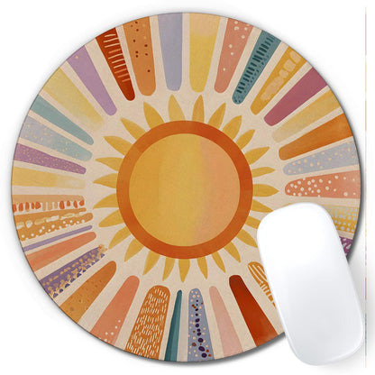 Boho Colorful Sunshine Rainbow Mouse Pad, Cute Sunshine Mouse Pads Mousepad for Desk Home Office Dorm Computers Laptop, Boho Office Supplies Desk Accessories, 7.9x7.9 Inch