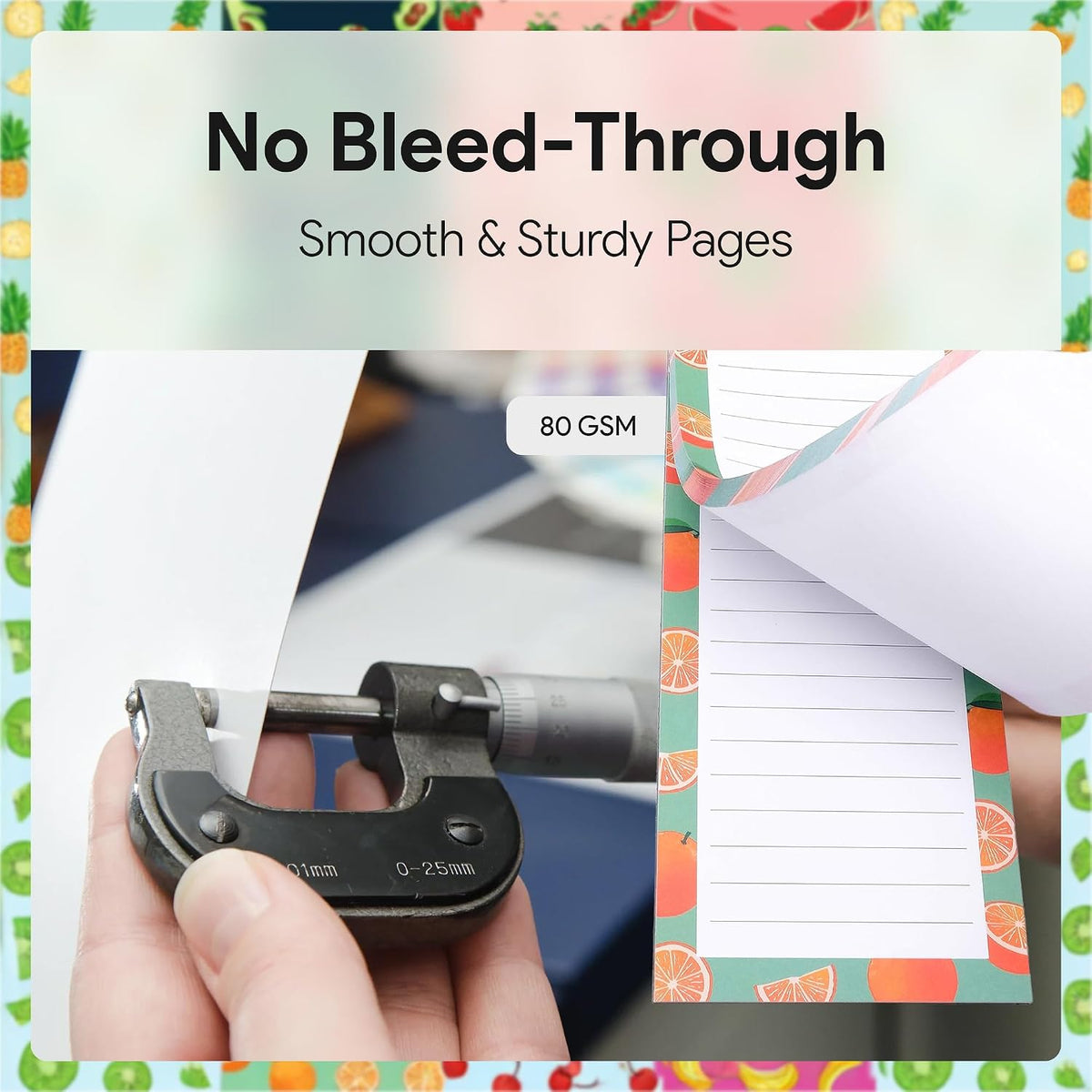 Magnetic Notepads for Refrigerator, 8 Pack Grocery List Pads, Fruit Design