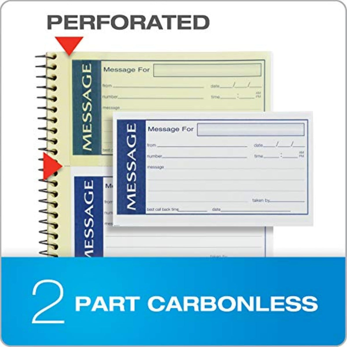 Adams Write 'N Stick Message Pad, 2-Part, Carbonless, Blue, 5-1/4" x 11", 200 Sets per Book (SC1153WS)