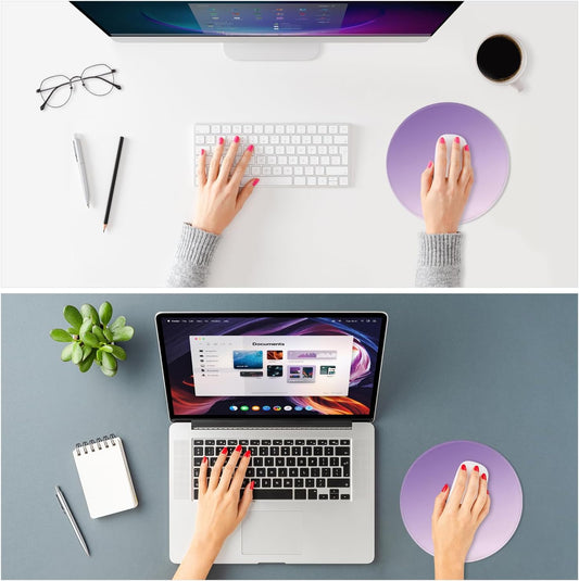 ITNRSIIET Mouse Pad Non-Slip Rubber Base Smooth Surface Stitched Edges Waterproof Durable Compatible with All Mice for Office & Gaming, Desk Accessory, Diameter 8.7 inch, Lavender