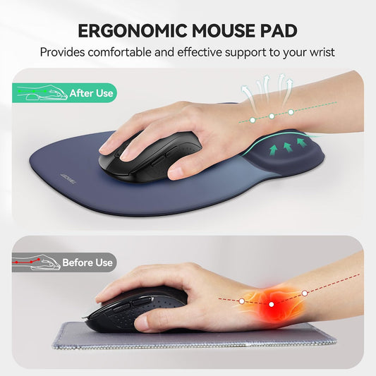 TECKNET Gel Ergonomic Mouse Pad with Wrist Rest, Non-Slip PU Base, Gradient