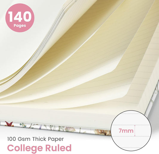 Taja Spiral Lined Journal for Women, Pretty Hardcover Journal Notebook, A5