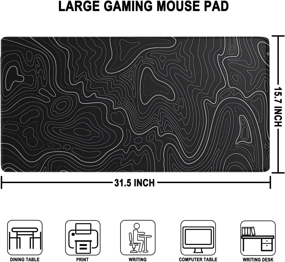 Large Gaming Mouse Pad, Waterproof Extra Large Mousepad with Stitched Edges