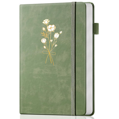Ovesmusl Leather Journal Notebook, A5 Green Diary 192 Pages