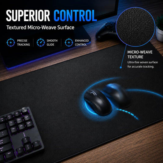 KTRIO Large Gaming Mouse Pad Desk Mat for Gamer, 31.5" x 11.8", Black, XL