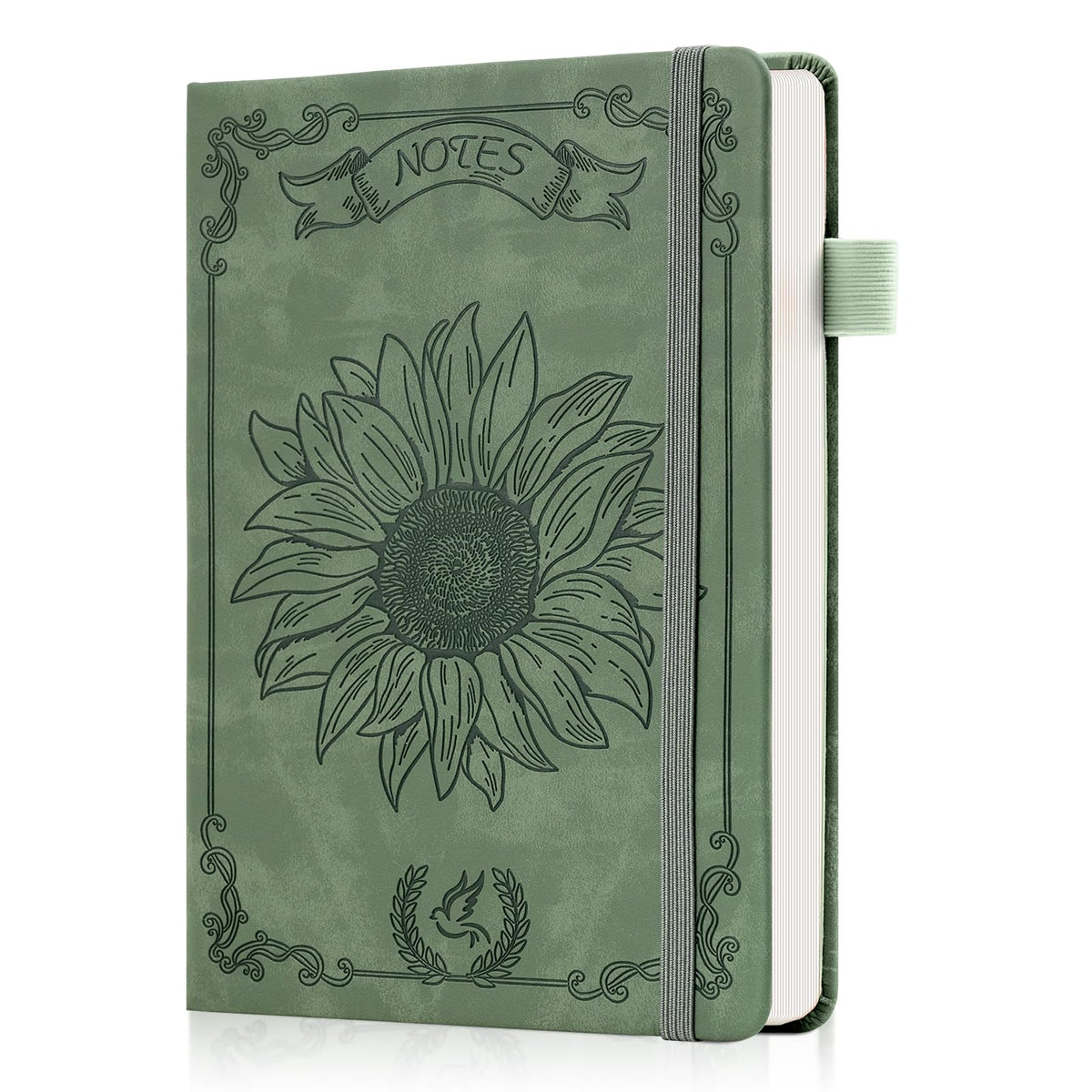 Ovesmusl Leather Journal Notebook, A5 Green Diary 192 Pages