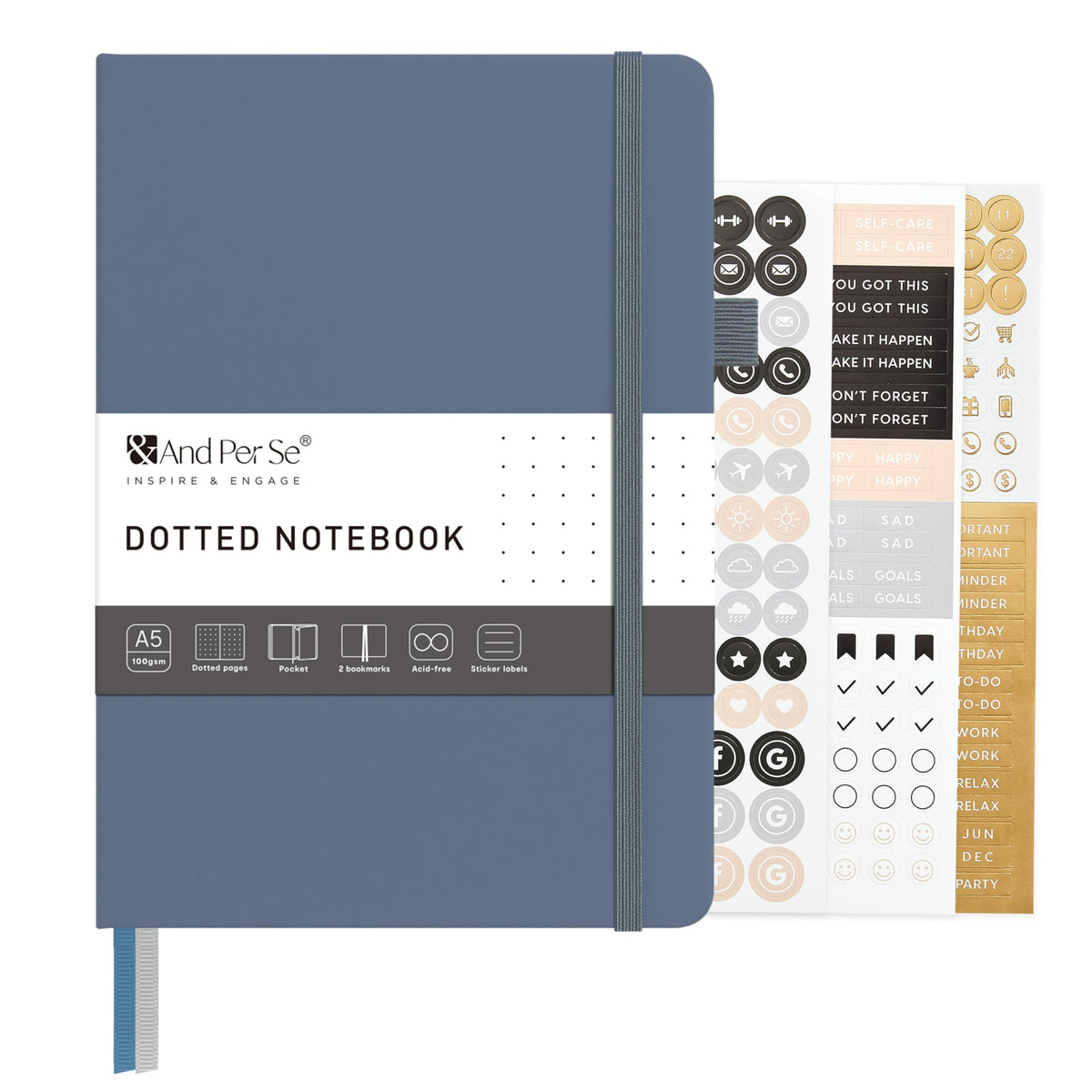 &And Per Se Lined Journal Notebook – A5 Hardcover, 160 Pages 100gsm Thick Paper, College Ruled for Writing - 5.7”x8” (Dark Green)