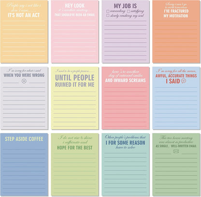 Pajean 12 Designs Funny Sticky Notes, Office to Do List,Classic Style