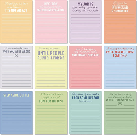 Pajean 12 Designs Funny Sticky Notes, Office to Do List,Classic Style