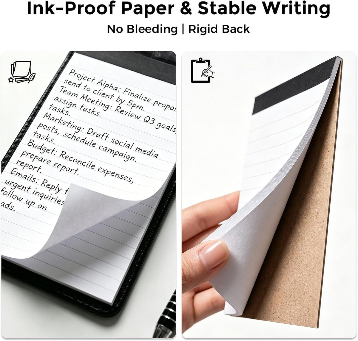 Koogel 11PCS Mini Pocket Notepad Holder Set, 3.4 x 5.5 Inch Small Notepad with Pen and 9 Memo Book Refills Server Lined Papers Desk Notepads for Office Supplies, Writing and Memo pads 30 Sheets Each