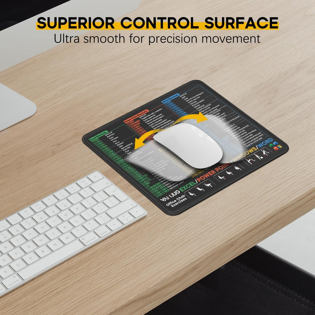 3 Pack Mouse Pads for Excel/Word/PowerPoint/Windows Shortcuts