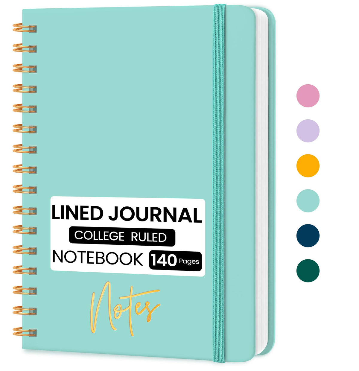 Lined Spiral Journal Notebook, A5 College Ruled Notebook for Note-Taking