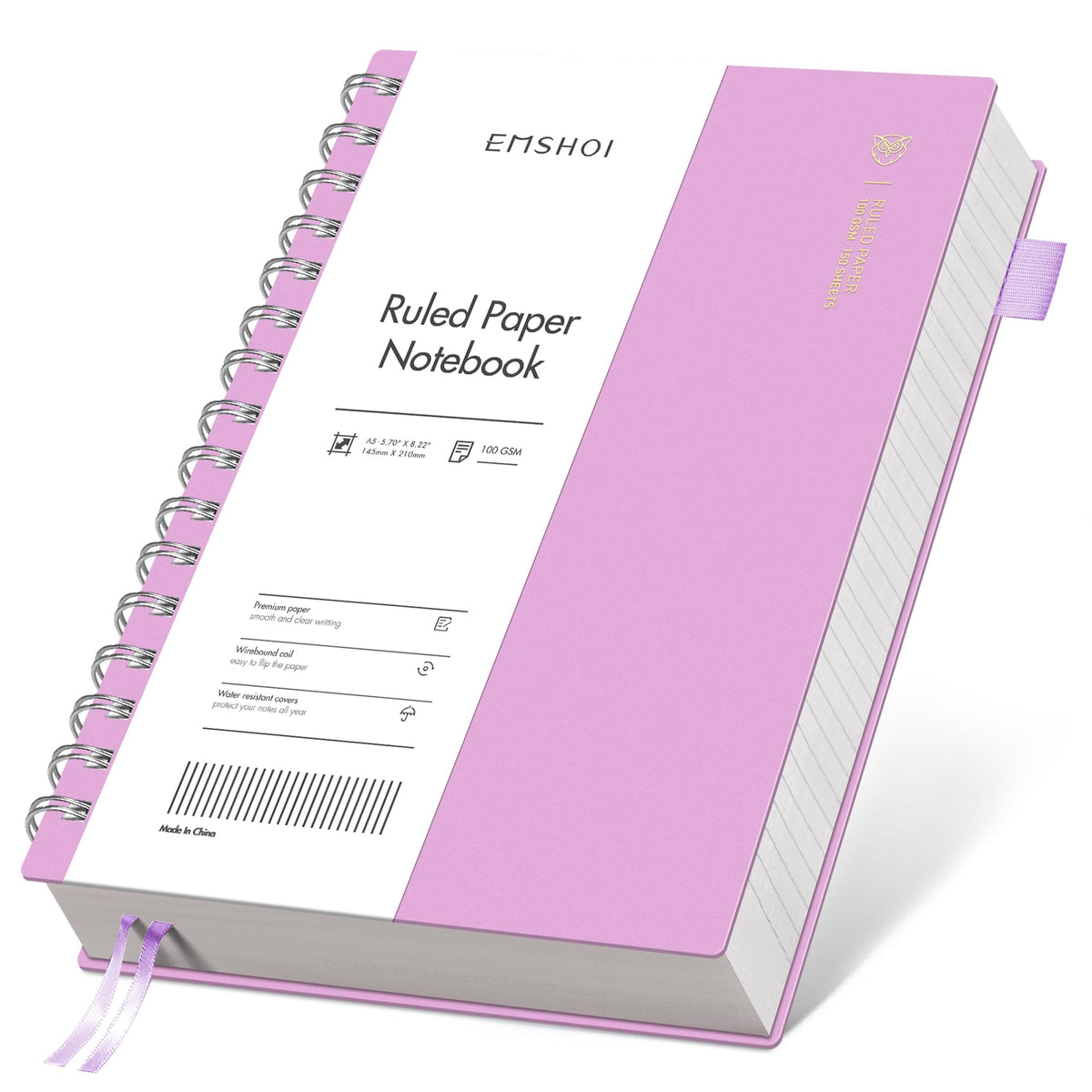 EMSHOI Lined Spiral Journal Notebook, 300 Pages, B5 Size (7.4'' x 10.1'')