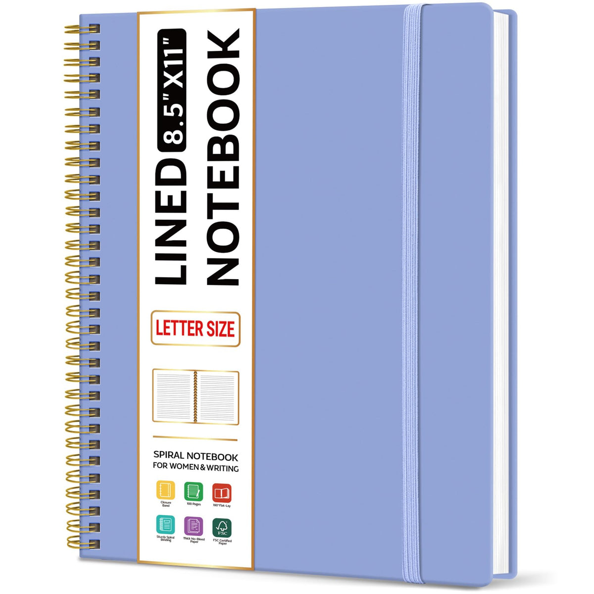 Taja Large Spiral Lined Notebook for Work, Journal for Women & Men
