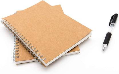 Soft Cover Spiral Notebook Journal 2-Pack, Blank Sketch Book Pad, Wirebound Memo Notepads Diary Notebook Planner with Unlined Paper, 100 Pages/ 50 Sheets, 7.5 inch x 5.1 inch (Brown)