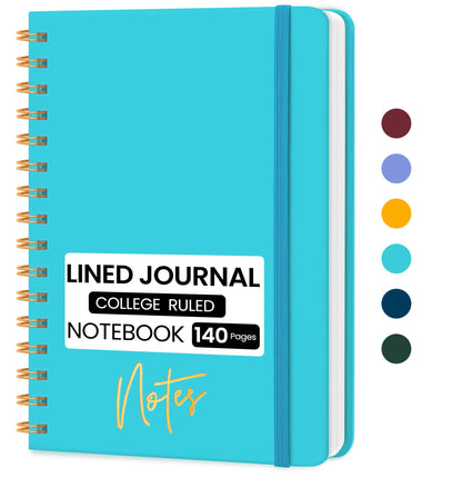 Lined Spiral Journal Notebook, A5 College Ruled Notebook for Note-Taking