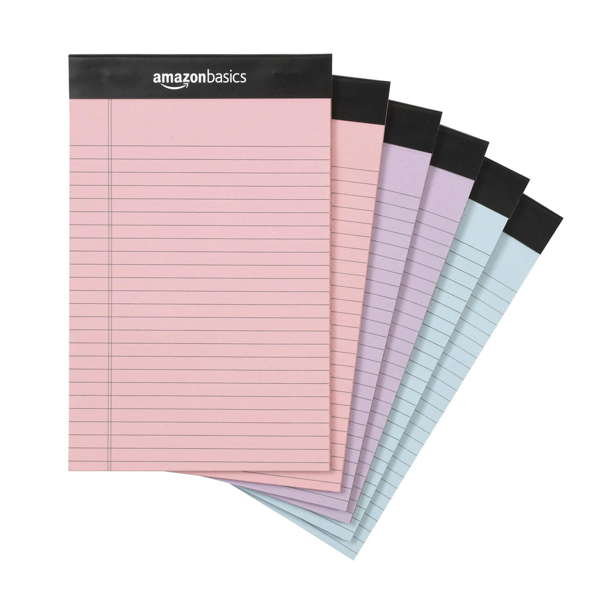 Amazon Basics Wide Ruled Lined Writing Pads, 8.5" x 11.75", Canary, 12-Pack of 50 Perforated Sheets, Sturdy Backing