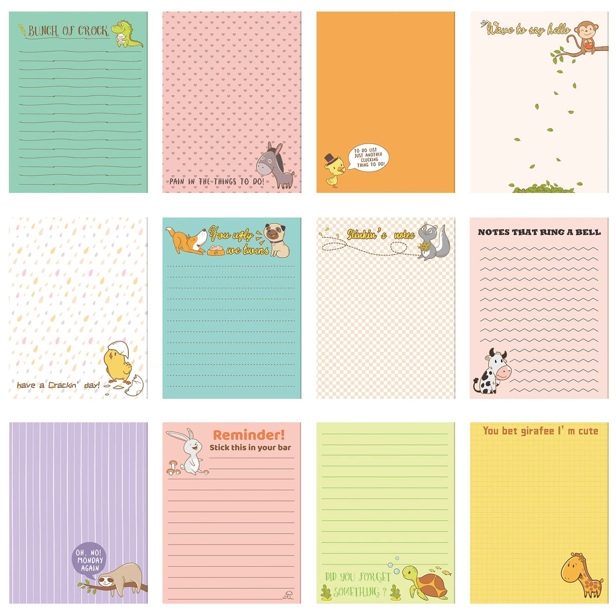 Pajean 12 Designs Funny Sticky Notes, Office to Do List,Classic Style