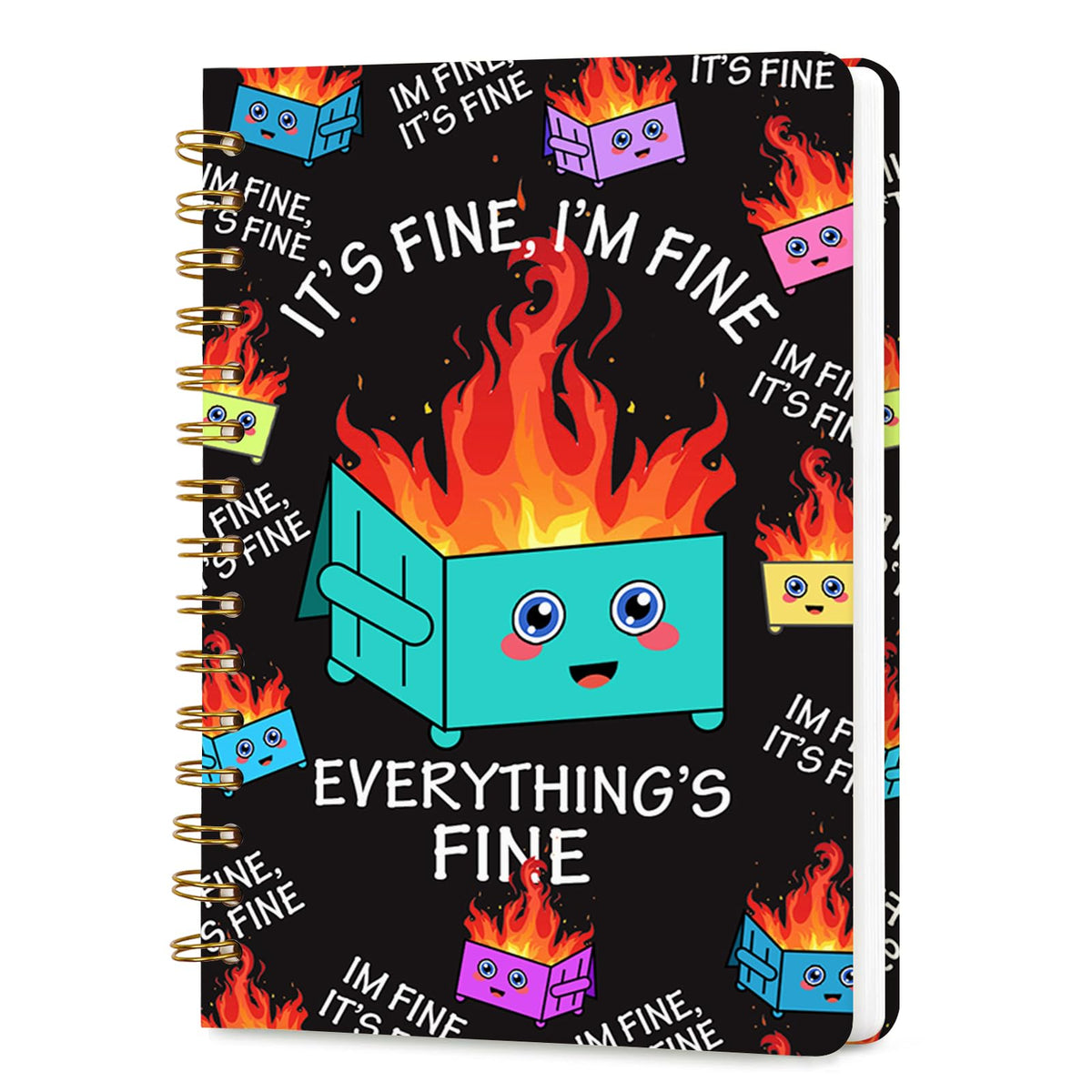 Lined Spiral Journal Notebook for Work A5, 160 Pages, Explosive Cat