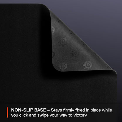 SteelSeries QcK Medium Gaming Mousepad — Black — Non-Slip Silicone Rubber Base — Peak Tracking and Stability — Optimized for Gaming Sensors — 320 mm x 270 mm — FPS, MOBAs, RTS, MMO
