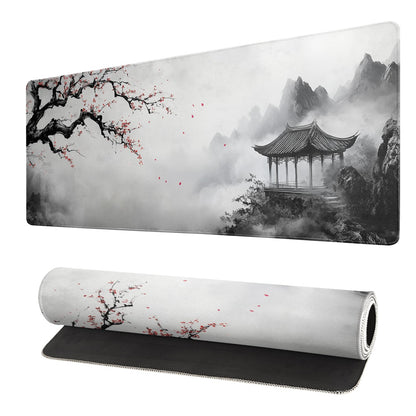 White Ukiyo-e Style Sports Car Large Gaming Mouse Pad Desktop Mat 31.5x11.8 Inch - Non-Slip Rubber Base - for Gamers - Perfect for Gamers & PC Enthusiasts