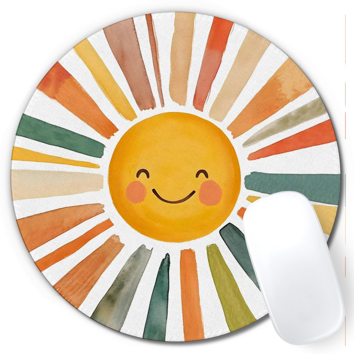 Boho Colorful Sunshine Rainbow Mouse Pad, Cute Sunshine Mouse Pads Mousepad for Desk Home Office Dorm Computers Laptop, Boho Office Supplies Desk Accessories, 7.9x7.9 Inch