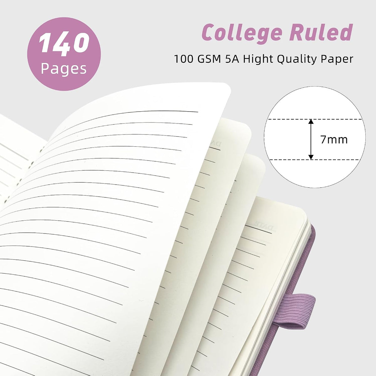 LEAGIM Lined Spiral Journal Notebook for Women & Men, College Ruled Hardcover Notebook for Work & Note Taking, Journals for Writing, 100 GSM, Business, School, 140 Pages, A5(5.8"x8.5") - Pink